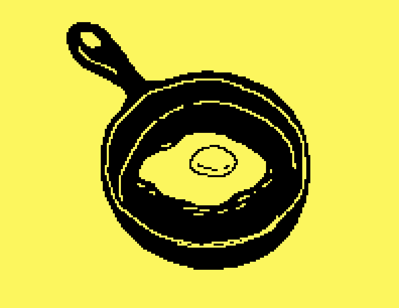 An egg in a skillet